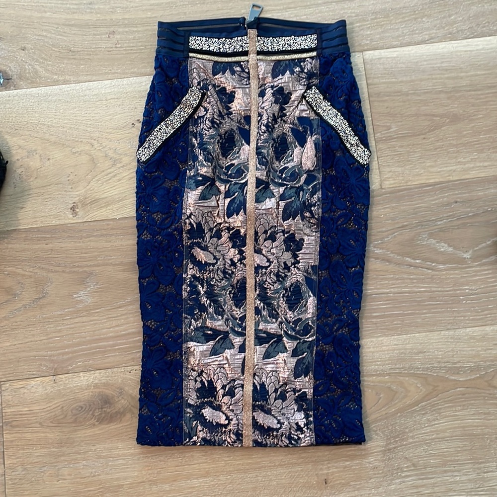 Never worn Byron Lars pencil skirt with intricate detailing